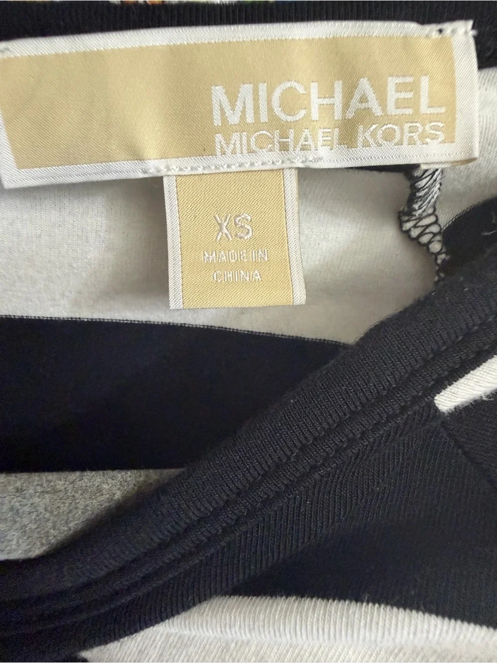 Michael Kors Black and White Striped Tee Dress